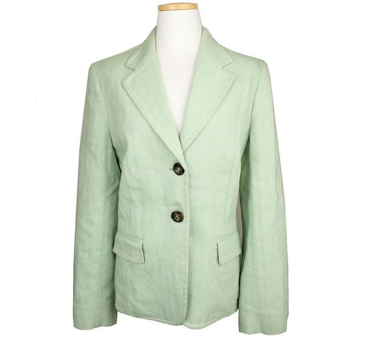 MAXMARA Wochenende hellgrün gestickte Leinenmischung Jacke 42 26810083
