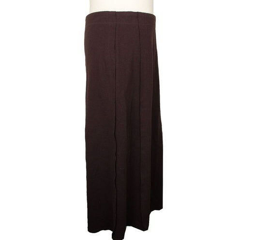 ISSEY MIYAKE FETE Chocolate Brown Slit Cotton Skirt 2 26809193