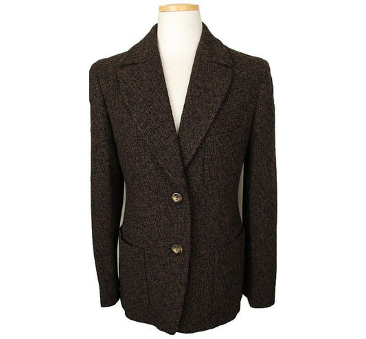 MAXMARA schwarze & braune Boucle-Wollmischung Jacke 38 26810564