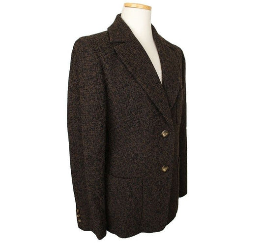 MAXMARA schwarze & braune Boucle-Wollmischung Jacke 38 26810564