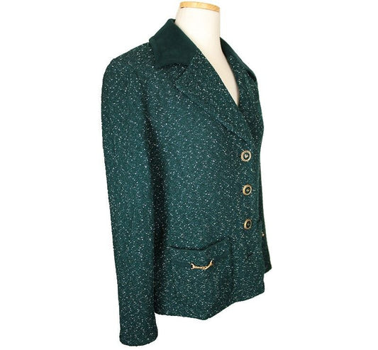 St John Survival Collection Tweed Bead Button Knit Jacket 10 26810222