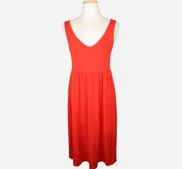 THEORY オレンジレッド シュリング ノースリーブ ワンピース S 26809690