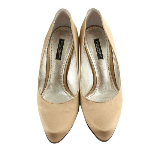DOLCE & GABBANA Goldbeige Satin Plateau-Schuhe 37 26810759