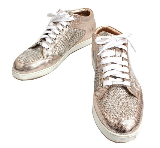 Jimmy Choo Metallic Pink Gold Sneakers 40 26807622