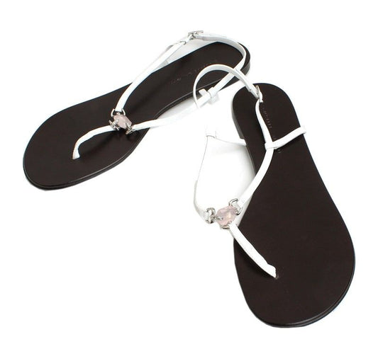 Giuseppe Zanotti Stone-Embellished White Slide Sandals 270 26810661
