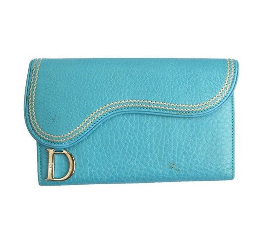 Dior Christian Saddle Light Blue Medium Wallet 26811344
