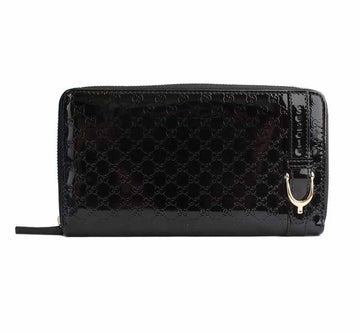 Gucci Black Sima Patent Leather Gold Hardware Zippy Wallet 309757 26811458