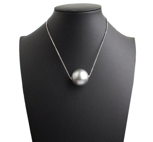 Salvatore Ferragamo Gray Big Ball Silver Necklace 26811593
