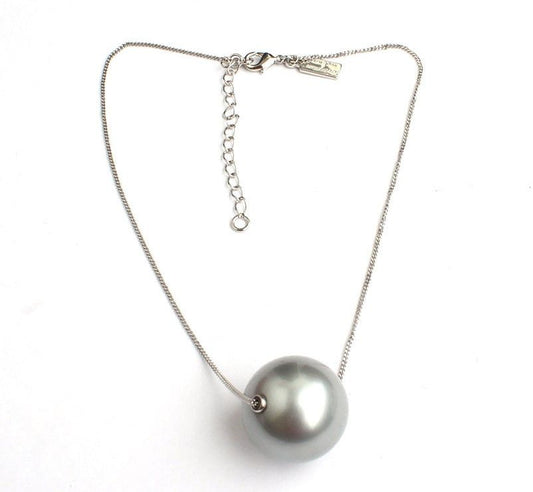 Salvatore Ferragamo Gray Big Ball Silver Necklace 26811593