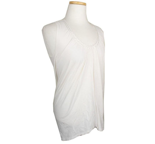 ISSEY MIYAKE FETE Ivory Shirred Asymmetric Sleeveless Top 66 26807107
