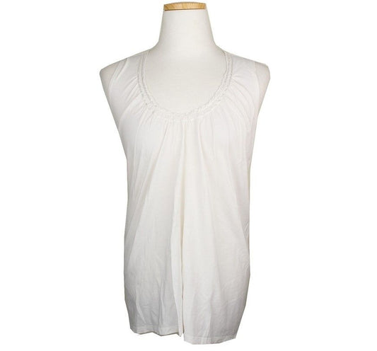 ISSEY MIYAKE FETE Ivory Shirred Asymmetric Sleeveless Top 66 26807107