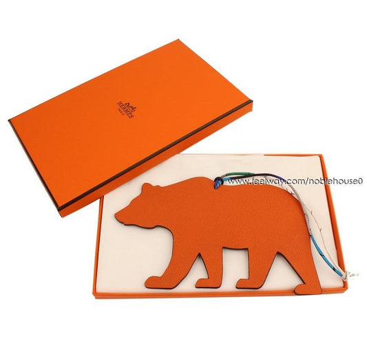 Hermes Petit Ash Orange Brown Bear Reversible Bag Charm 26811810