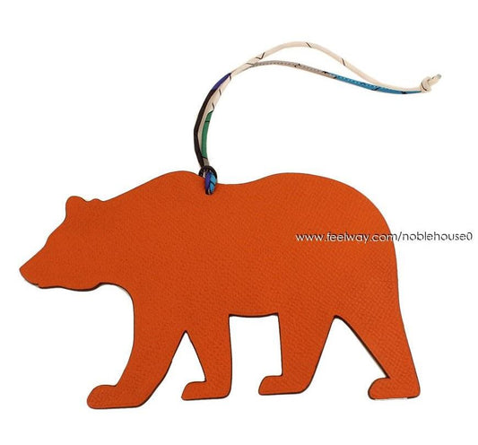 Hermes Petit Ash Orange Brown Bear Reversible Bag Charm 26811810