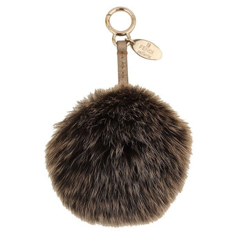 FENDI ダークグレー＆ゴールド ファーフォンフォン セレリア バッグチャーム兼キーホルダー 26812042