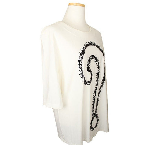 Moschino Ivory Black Beaded Top 46 26807076