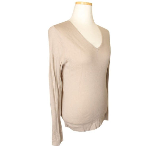 ISSEY MIYAKE Issey Beige V-Neck Cotton Top 2 26807289