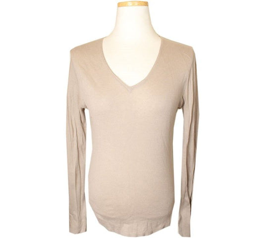 ISSEY MIYAKE Issey Beige V-Neck Cotton Top 2 26807289