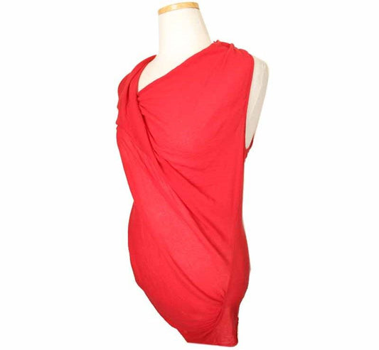 Helmut Lang Red Draped Asymmetrical Cotton Tank Top S 26807301