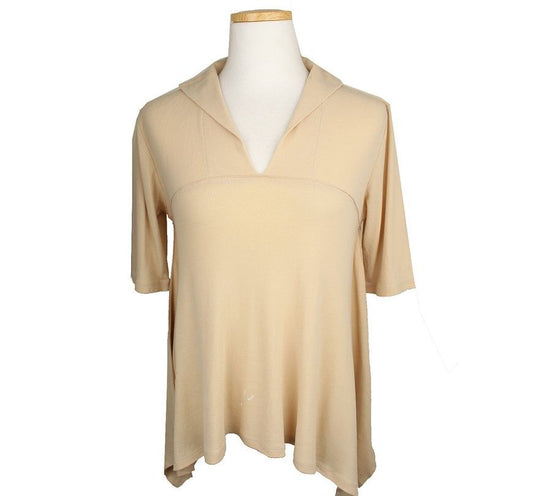 ISSEY MIYAKE FETE Gold Beige Asymmetrical Top 2 26807192