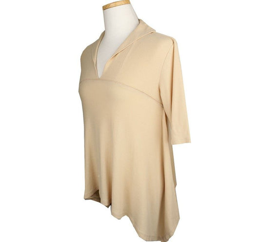 ISSEY MIYAKE FETE Gold Beige Asymmetrical Top 2 26807192