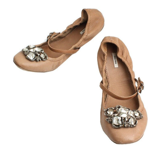 MIU MIU キャメルジュエルフラットシューズ 40.5 26810660