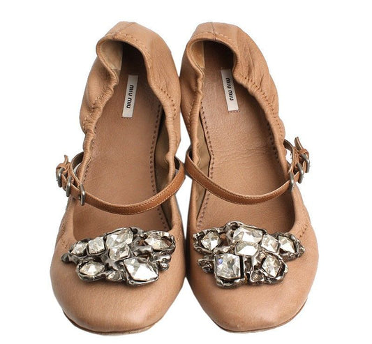MIU MIU キャメルジュエルフラットシューズ 40.5 26810660