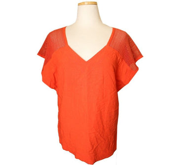 ISSEY MIYAKE イセイ オレンジ パンチングブロック リネン混紡 トップス 2 26807230