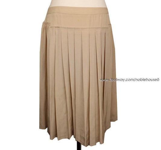 Kuho Beige Flared Pleated Skirt 26809373