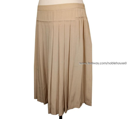 Kuho Beige Flared Pleated Skirt 26809373