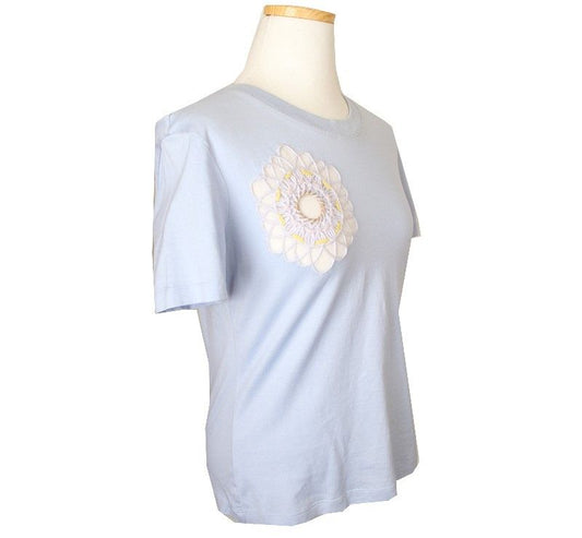 MALO Sky Blue Knit Wool & Mesh Detail Cotton Top 40 26807585