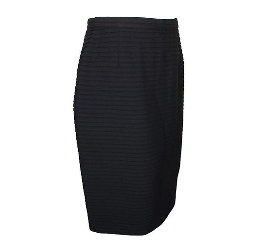 Armani Giorgio Black Three-Dimensional Striped Wool Skirt 55 26809358