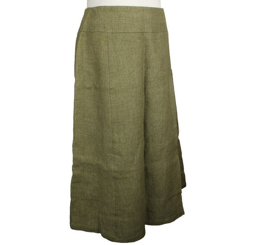 MaxMara Khaki Green Linen Wrap Skirt 38 26809276