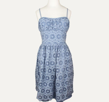 JILL STUART Iris Blue Eyelet Flower Strap Dress 44 26809317