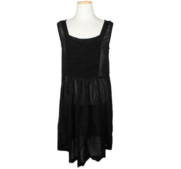 ZUCCA Juka Black Sleeveless Sheer Ruched Dress M 26809483