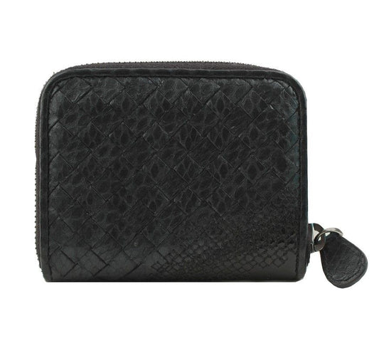 Bottega Veneta Deep Green & Black Patent Zippy Card Holder Wallet 26811740