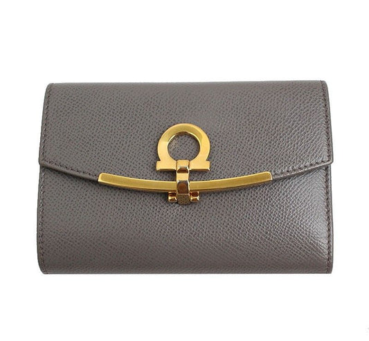Salvatore Ferragamo Gold Gancho Gray Medium Wallet 29758241