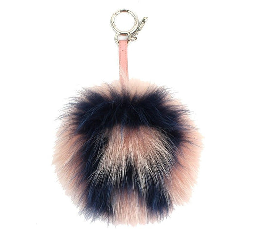 Fendi Baby Pink & Navy Fur Alphabet Silver-tone Bag Charm and Keyring 26811837