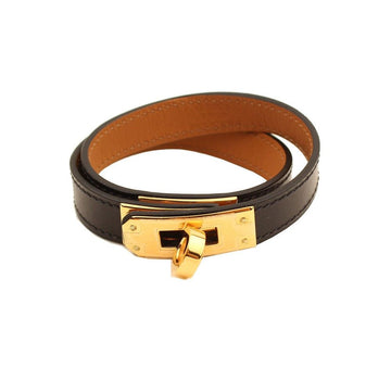 Hermes Black Kelly Box Double Strap Gold Bracelet R 26811717