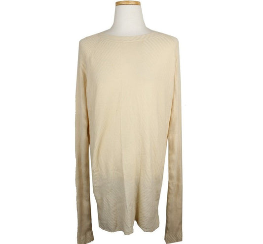 JIL SANDER Ivorfarbener Rippenstrickpullover 42 26809992