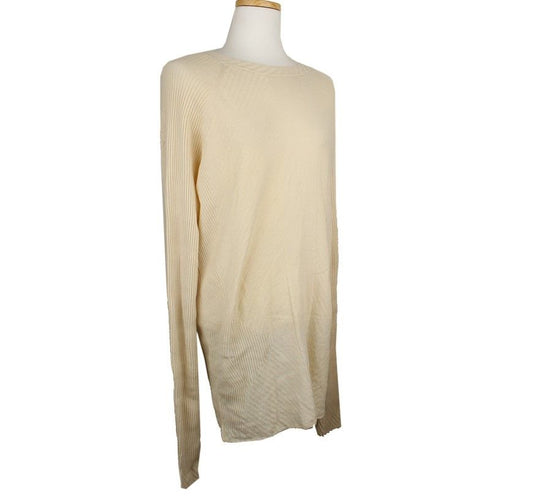 JIL SANDER Ivorfarbener Rippenstrickpullover 42 26809992
