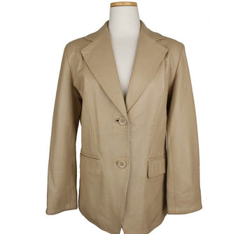 BALMAIN ベージュステッチラムスキンジャケット9 26810022