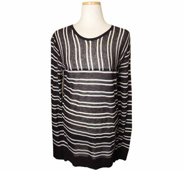 ALEXANDER WANG Schwarz-Weiße gestreifte Leinenmischung Sheer Strickoberteil XS 26809983