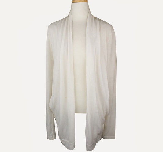 Theory White Shawl Collar Cotton Open Cardigan S 26810034