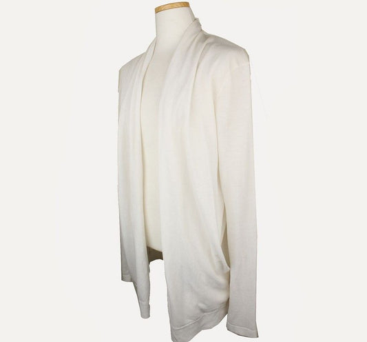 Theory White Shawl Collar Cotton Open Cardigan S 26810034