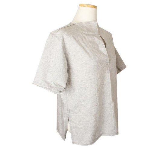 ISSEY MIYAKE Issey Shoreline Melange Grey Cotton Top 8 26807270