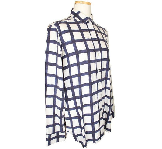 Theory White & Blue Check Shirt S 26809135