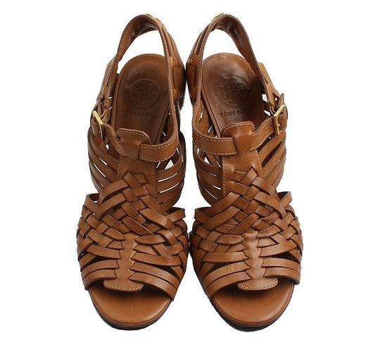 TORY BURCH カメルウィービングレザーサンダル 7.5 40276171