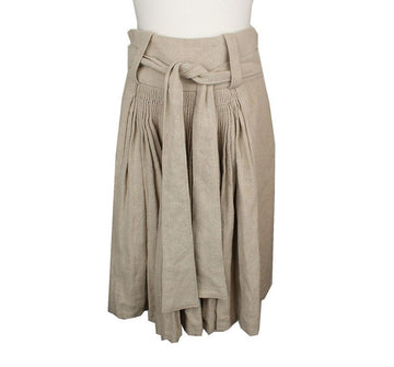 BALENCIAGA ベージュ リネン プリーツ フレア スカート 26809425
