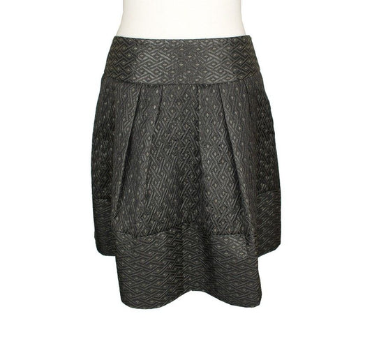 MaxMara Metallic Diamond Pattern Cotton Blend Pleated Skirt 38 26809218