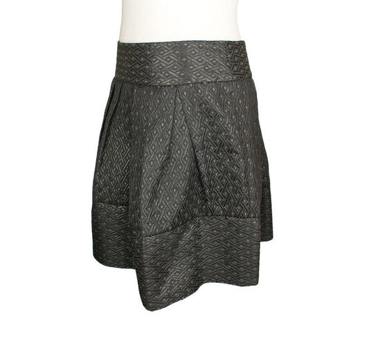 MaxMara Metallic Diamond Pattern Cotton Blend Pleated Skirt 38 26809218